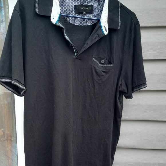 Ted Baker London Mens Black Polo Shirt Size 5 (XL) Cotton Modal Blend - Picture 5 of 6